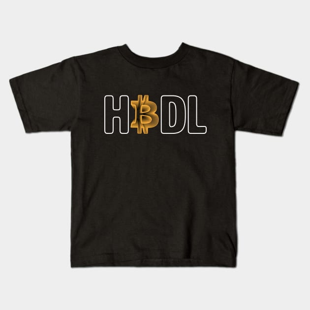 Hodl Bitcoin gold modern typography art gift Kids T-Shirt by star trek fanart and more